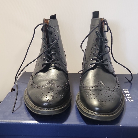 Stafford Black Leather Lace-Up Boots - Picture 3 of 7
